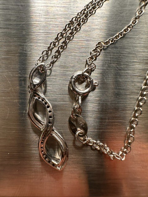 .25ct Black Diamond Infinity Pendant Necklace 925 Sterling Silver 18″