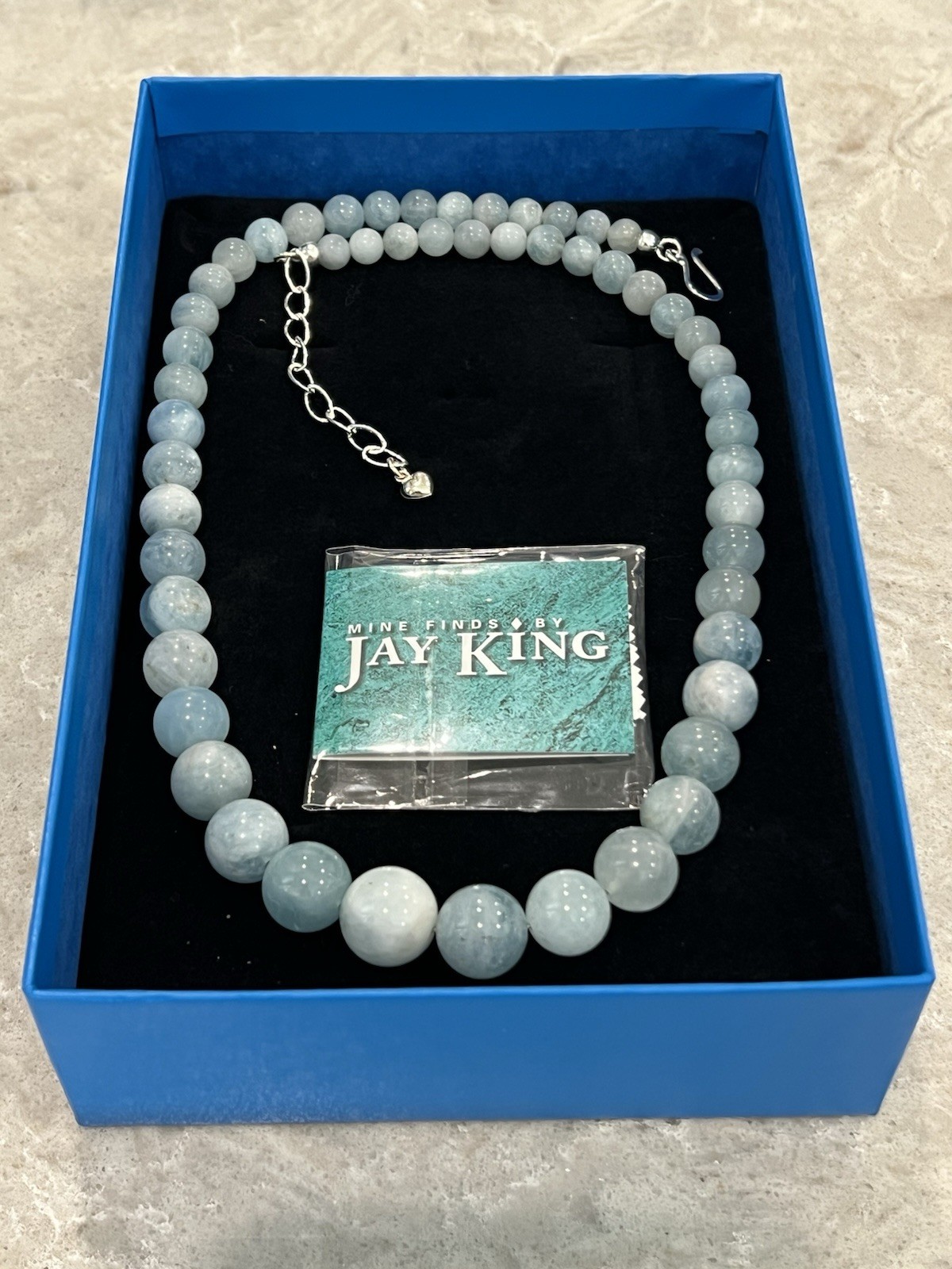 Jay King Mine Finds Natural Aquamarine Graduated Bead Necklace Sterling 925 HSN