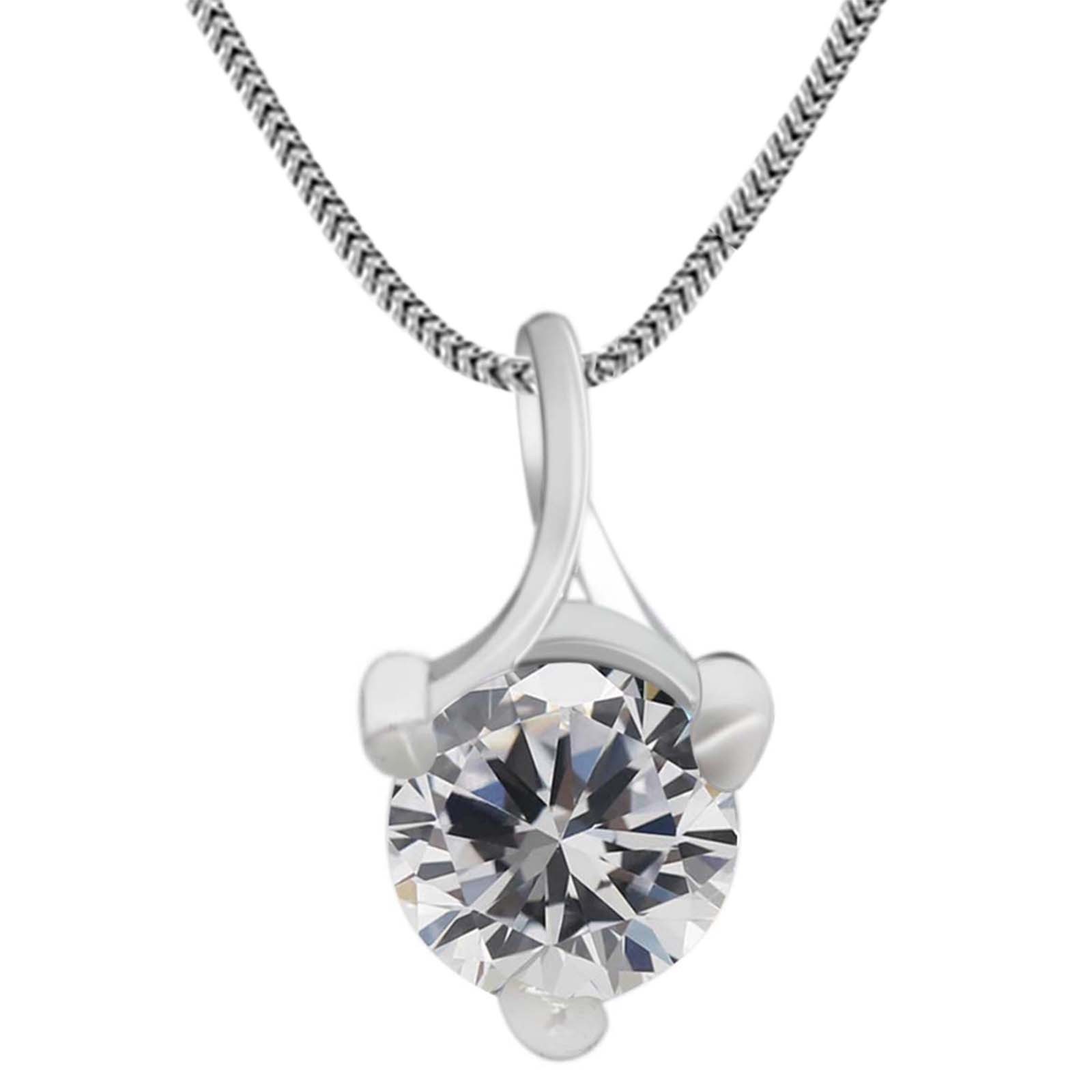 14KT White Gold 0.54Ct 5.00mm G-H VS2 Natural Diamond Pendant – Tariffs Free