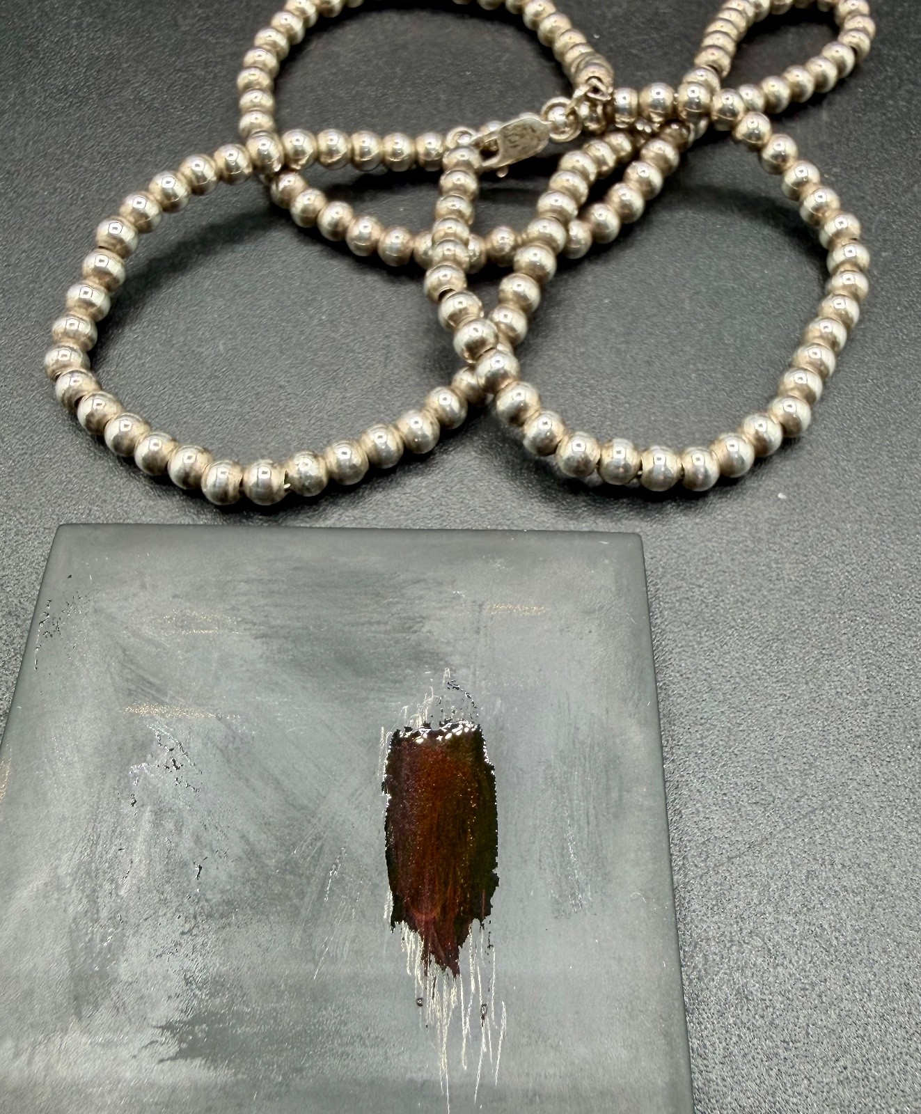 Vintage Sterling Silver 4mm Bead 20” Necklace 925 Italy 18g