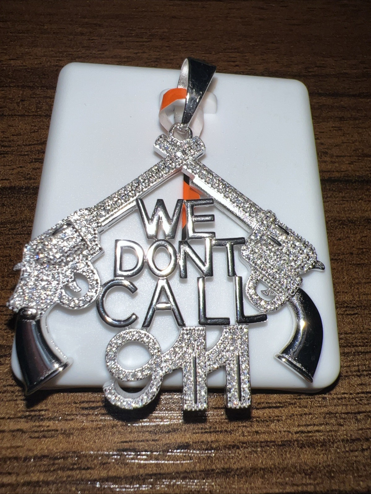 925 Sterling Silver 3.00 CTW of Moissanite Pew Pew Pendant Hip Hop Iced Out
