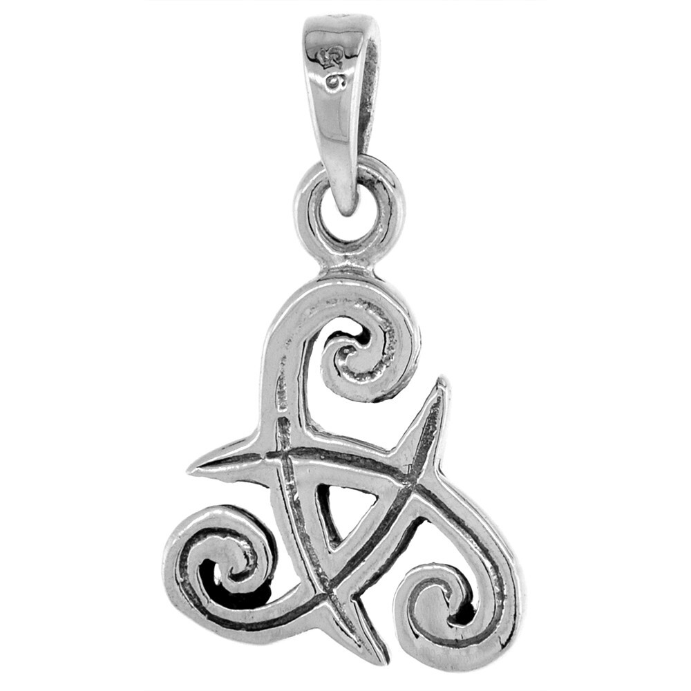 925 Sterling Silver Flat Celtic Triskelion Knot Pendant 1 (25mm) Inch Tall