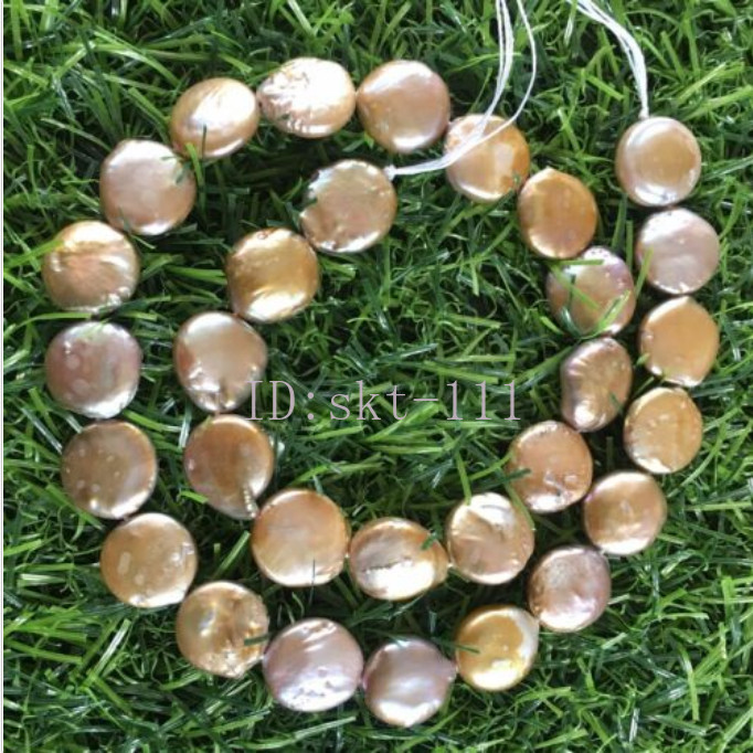 14″ New Natural Real purple Multicolor Freshwater Pearl Coin Loose Beads 12-13mm