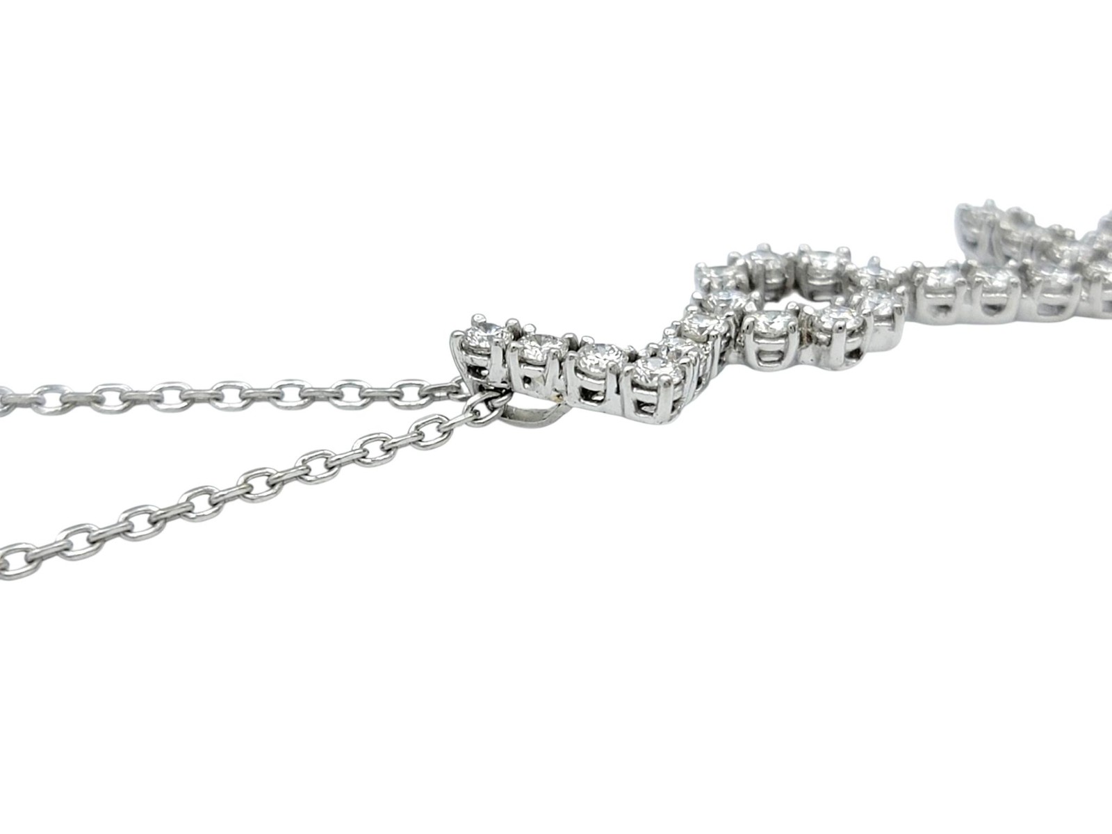 Vertical Diamond ‘Love’ Design Pendant Necklace in 14 Karat White Gold