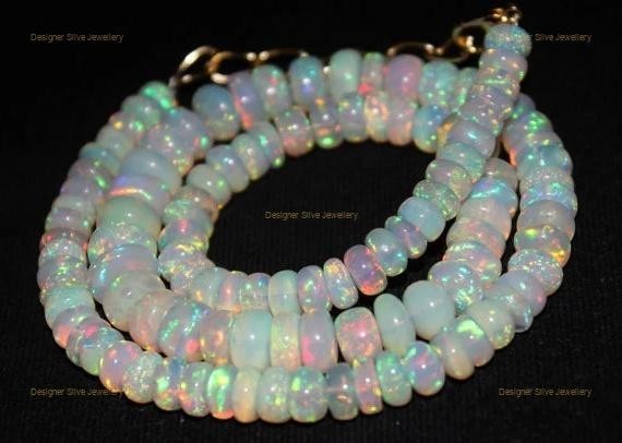 925 Sterling Silver Natural Ethiopian Opal Boho Handmade Beaded Necklace Jewelry