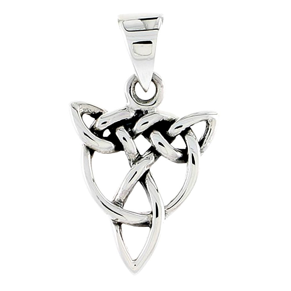 925 Sterling Silver Round Celtic Triangular Knot Pendant 5/8 (16mm) Inch Tall