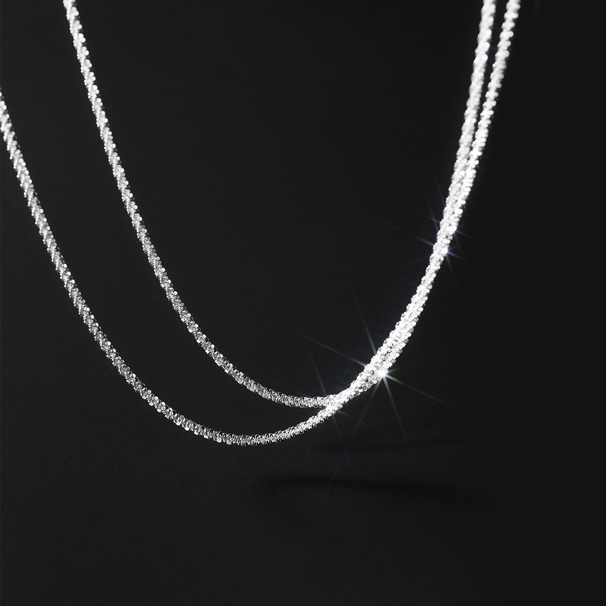 2mm Wide Woman REAL s925 Sterling Silver Starry Chain Necklace 16-28”