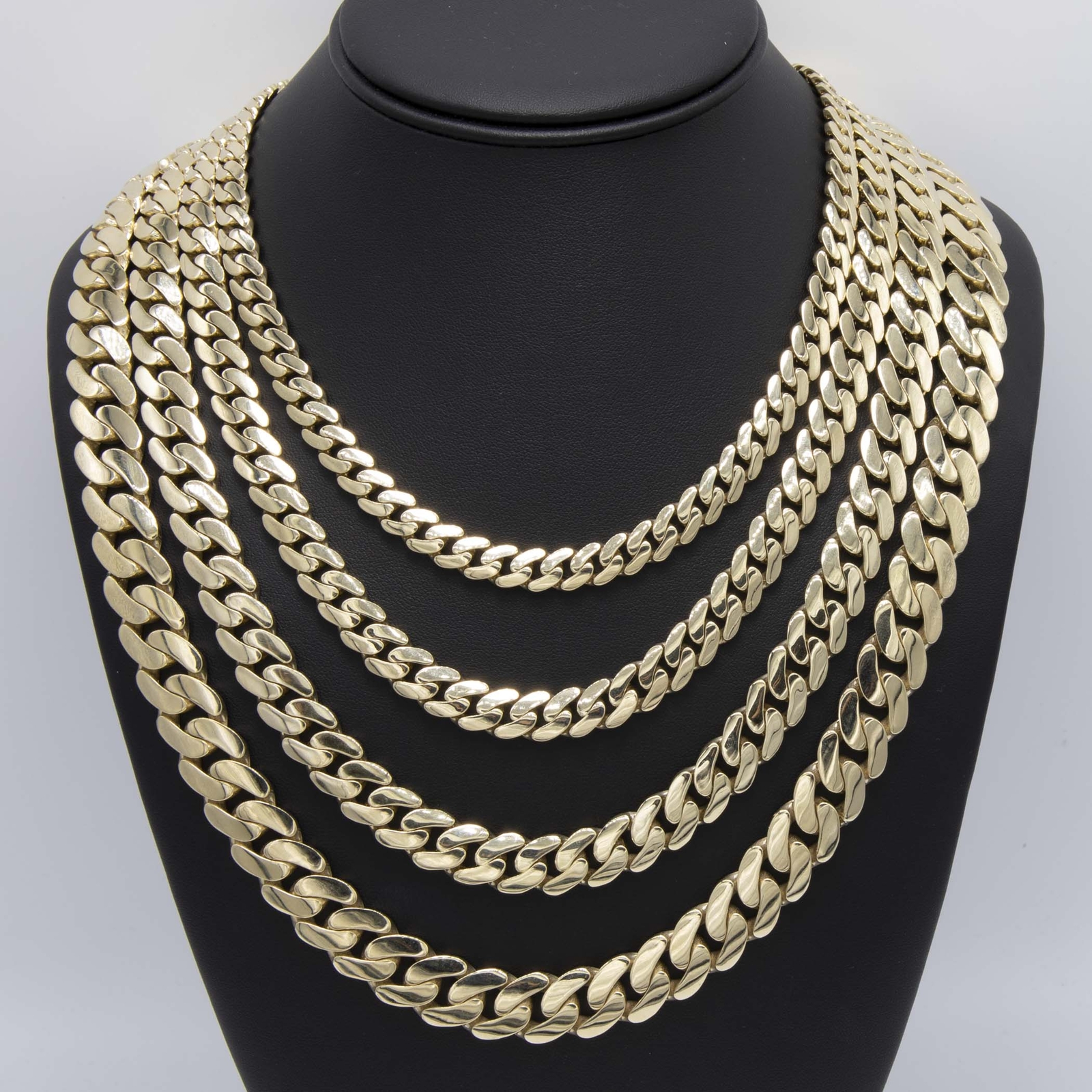 10K Yellow Gold Semi-Solid Reversible Miami Cuban Link Chain Necklace All Sizes
