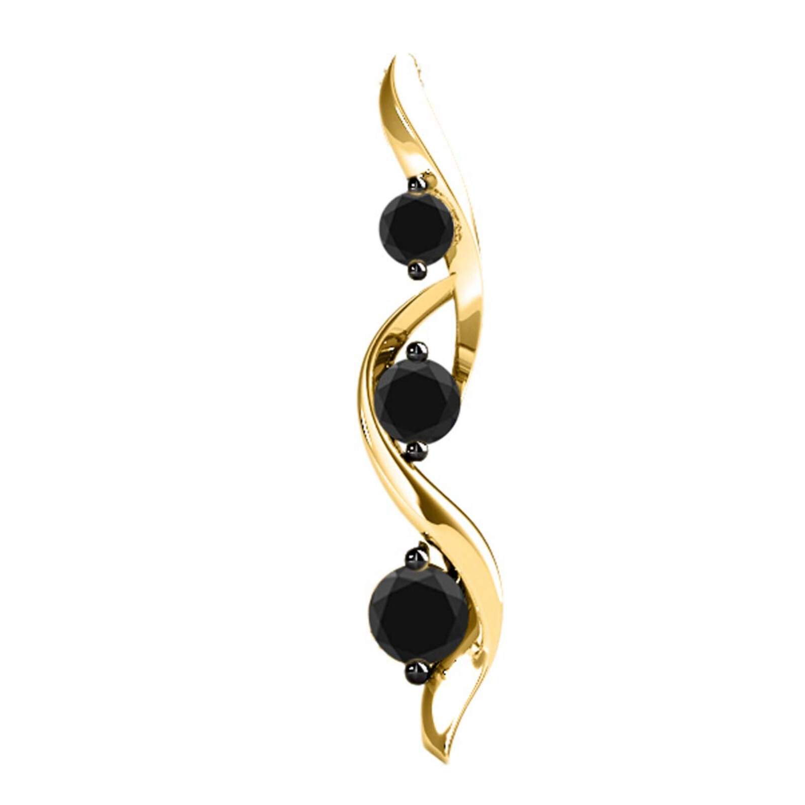 0.75Ct Natural Black Diamond& Journey Shape PendantNecklace for Women in10KGold
