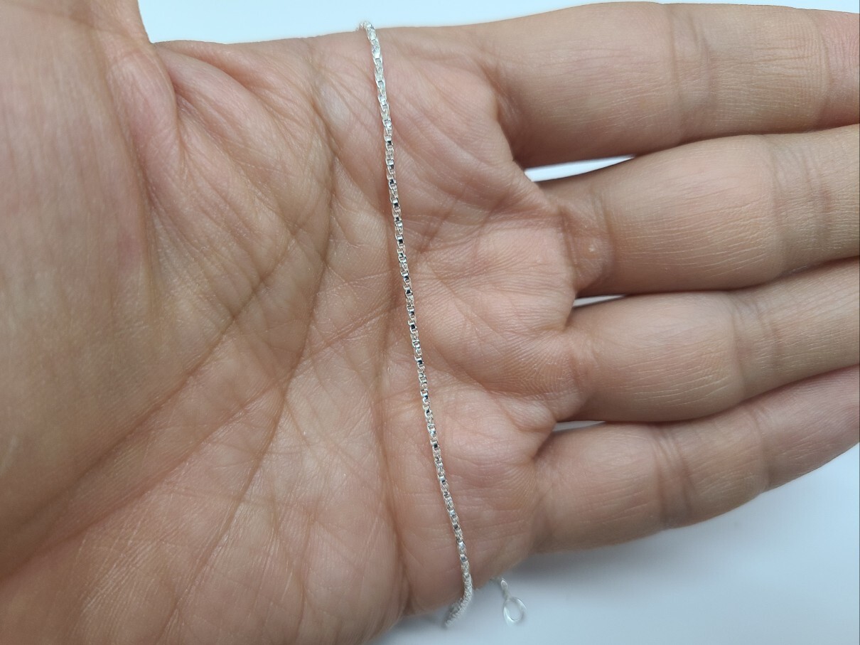 925 Sterling Silver Fine Thin Twisted Box Chain Bracelet Women 1mm 7″ to 30″