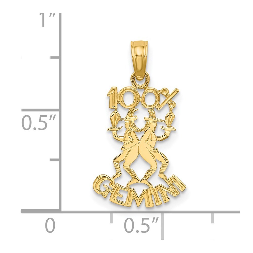 14k Yellow Gold 100% GEMINI Zodiac Charm Pendant 0.56gm L-0.78 in,W-0.47 in