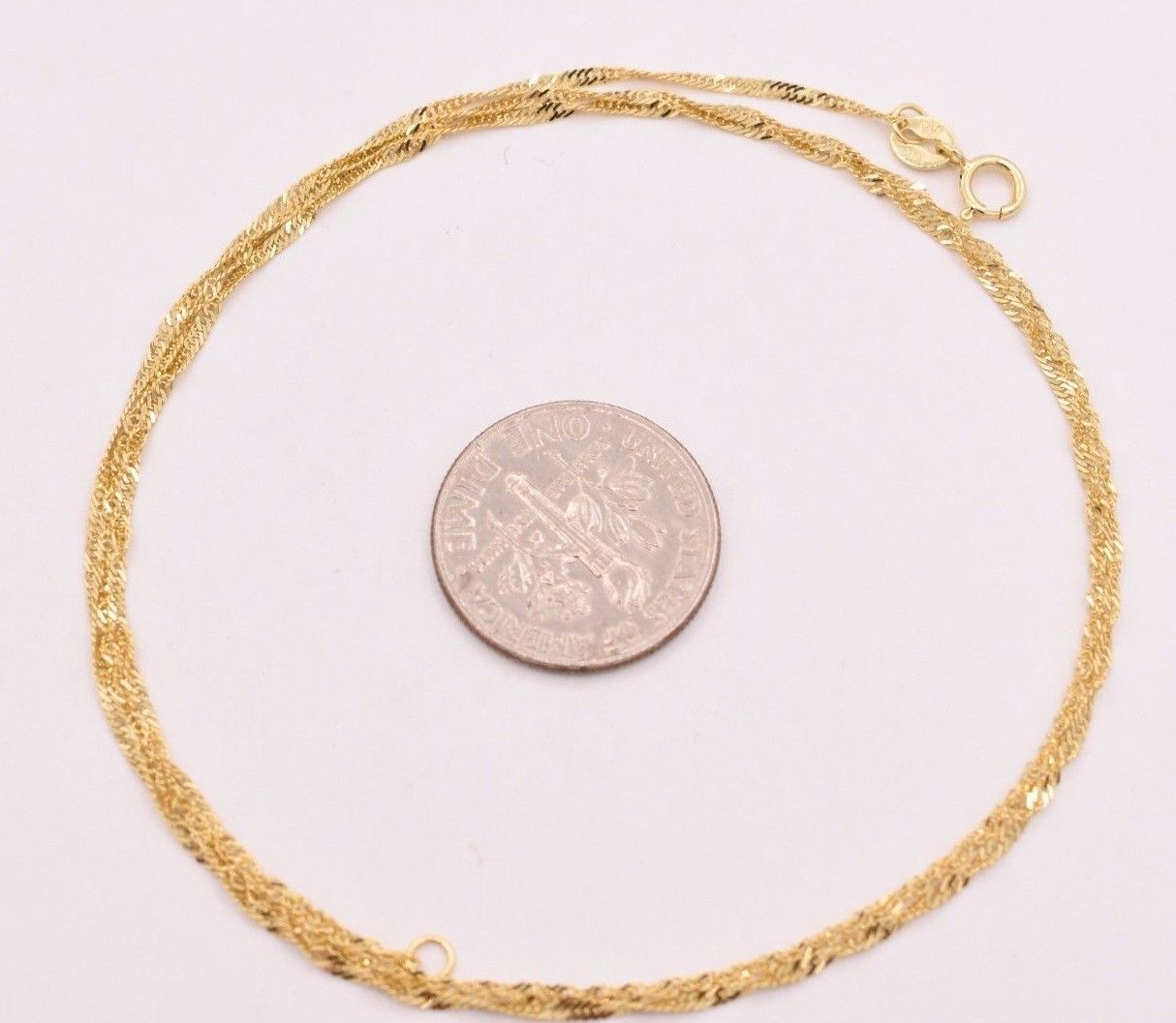 REAL 10K Yellow Gold Singapore Sparkle Chain Necklace 16″ 18″ 20″ 1.30mm