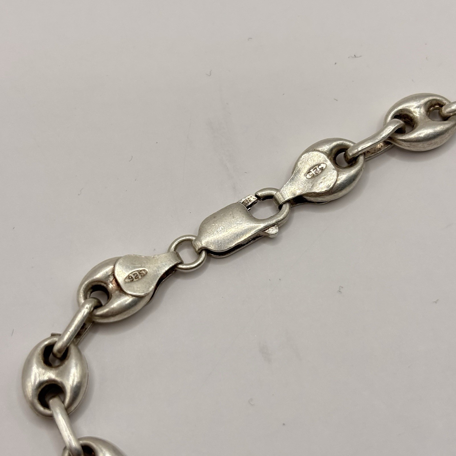Sterling Silver .925 Puffed Mariner Chain Necklace Made In Italy 18.5” 28 Grams