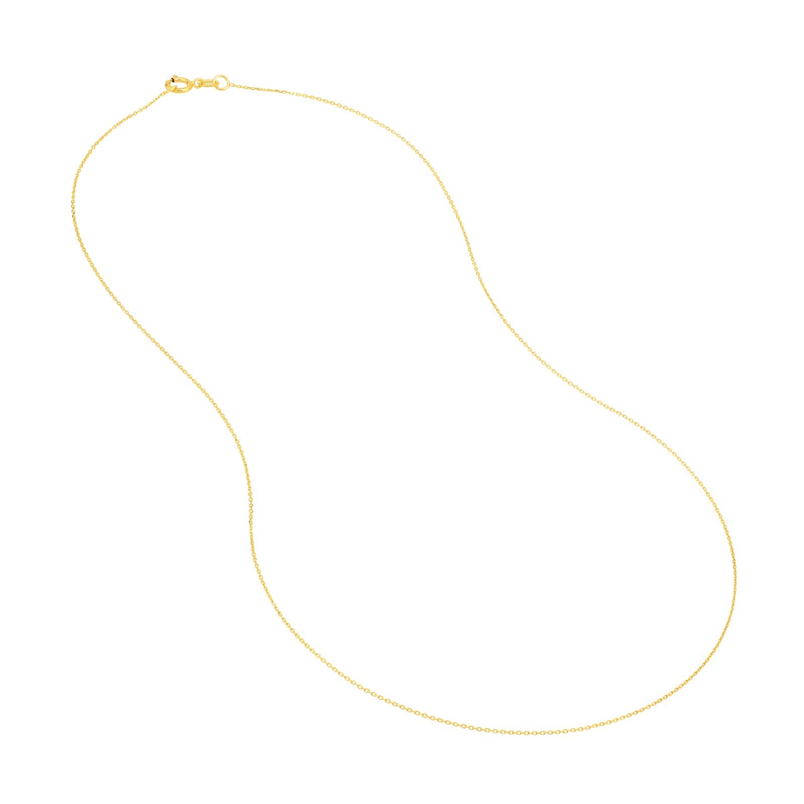 0.65mm Textured Cable Chain with Spring Ring Real 14K Yellow Gold ALL SIZES