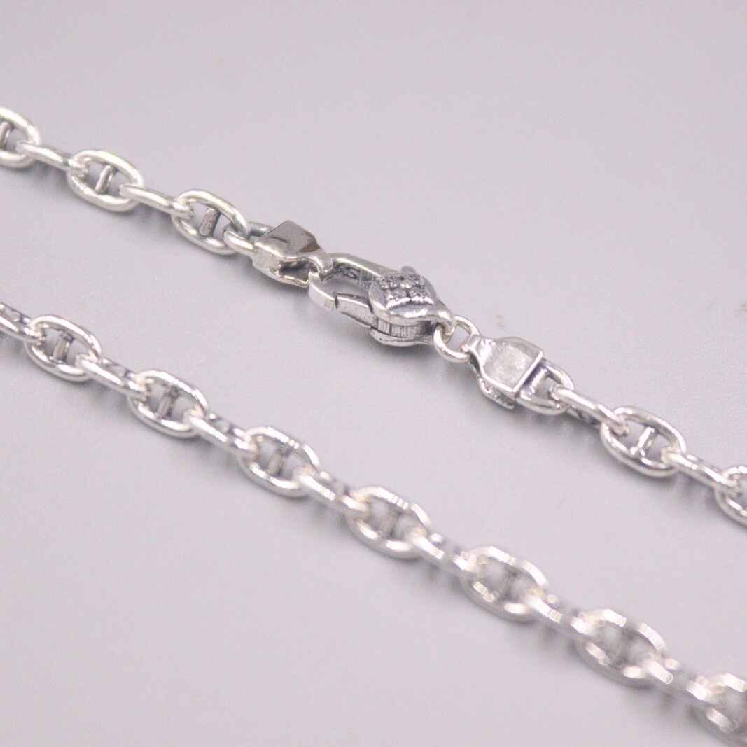 Real 925 Sterling Silver Necklace Men Women 3.5mm Anchor Chain Link 24inch L