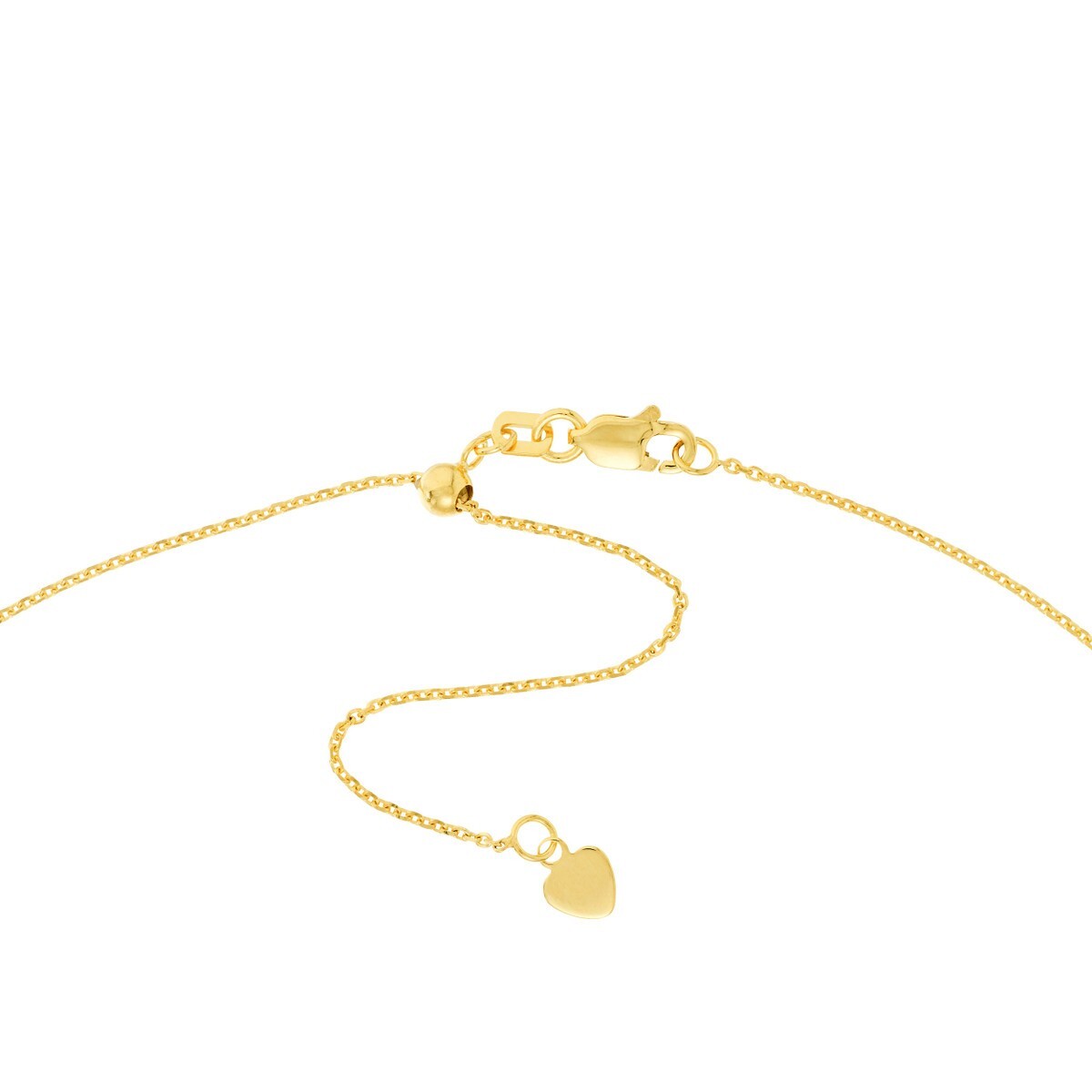 Diamond Charm Choker Necklace Real 14K Solid Gold Adjustable Cable Chain Women