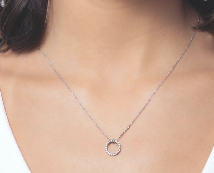 NEW Roberto Coin Tiny Treasures Diamond Circle Pendant 18k White Gold
