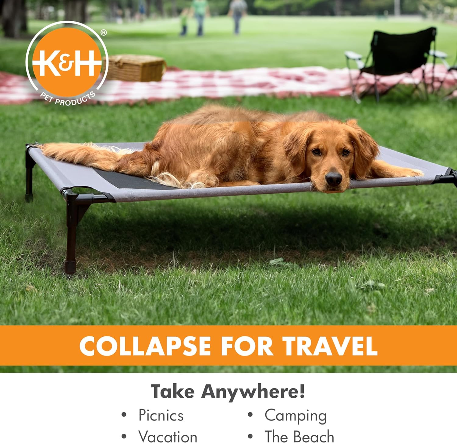 Outdoor Elevated Dog Cot, Breathable Cooling Elevated Cot Hammock Pet Bed for La