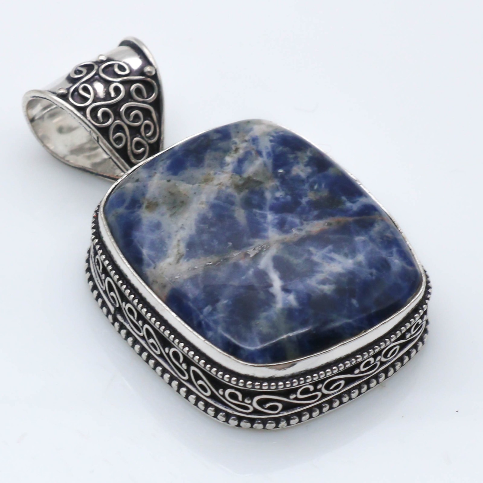 Natural Sodalite Gemstone Handmade Pendant 925 Sterling Silver Jewelry Size 2.1″