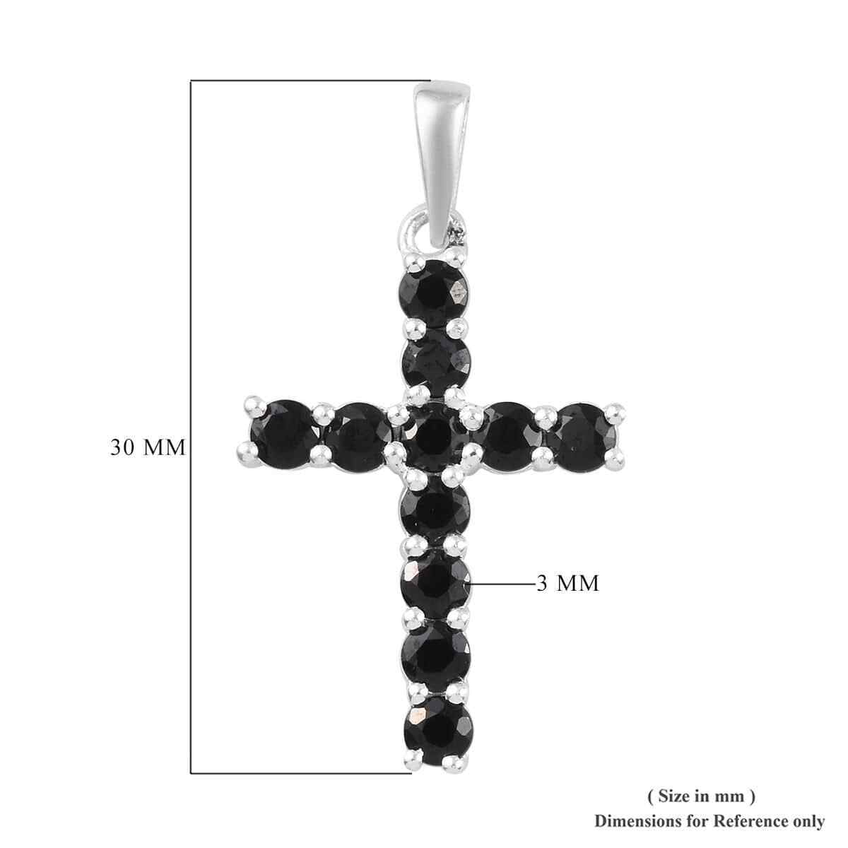 1.50ctw Black Spinel Cross Pendant Sterling Silver