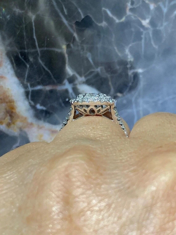 2.00Ct Lab Created Diamond Halo Engagement Ring 14K White Gold Plated
