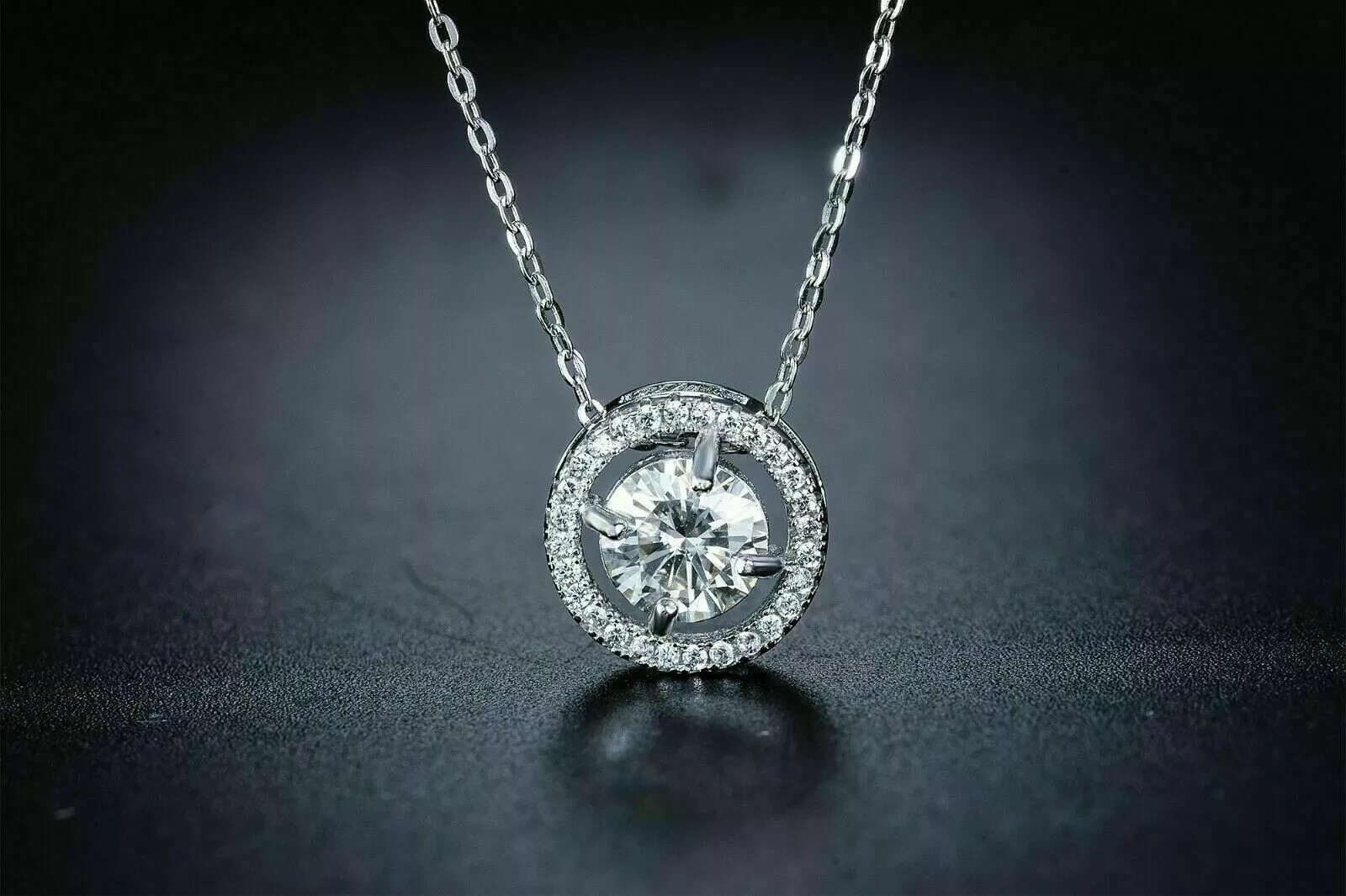 2Ct Round Cut VVS1 LAB Diamond Solitaire Womens Pendant Necklace White Gold Over