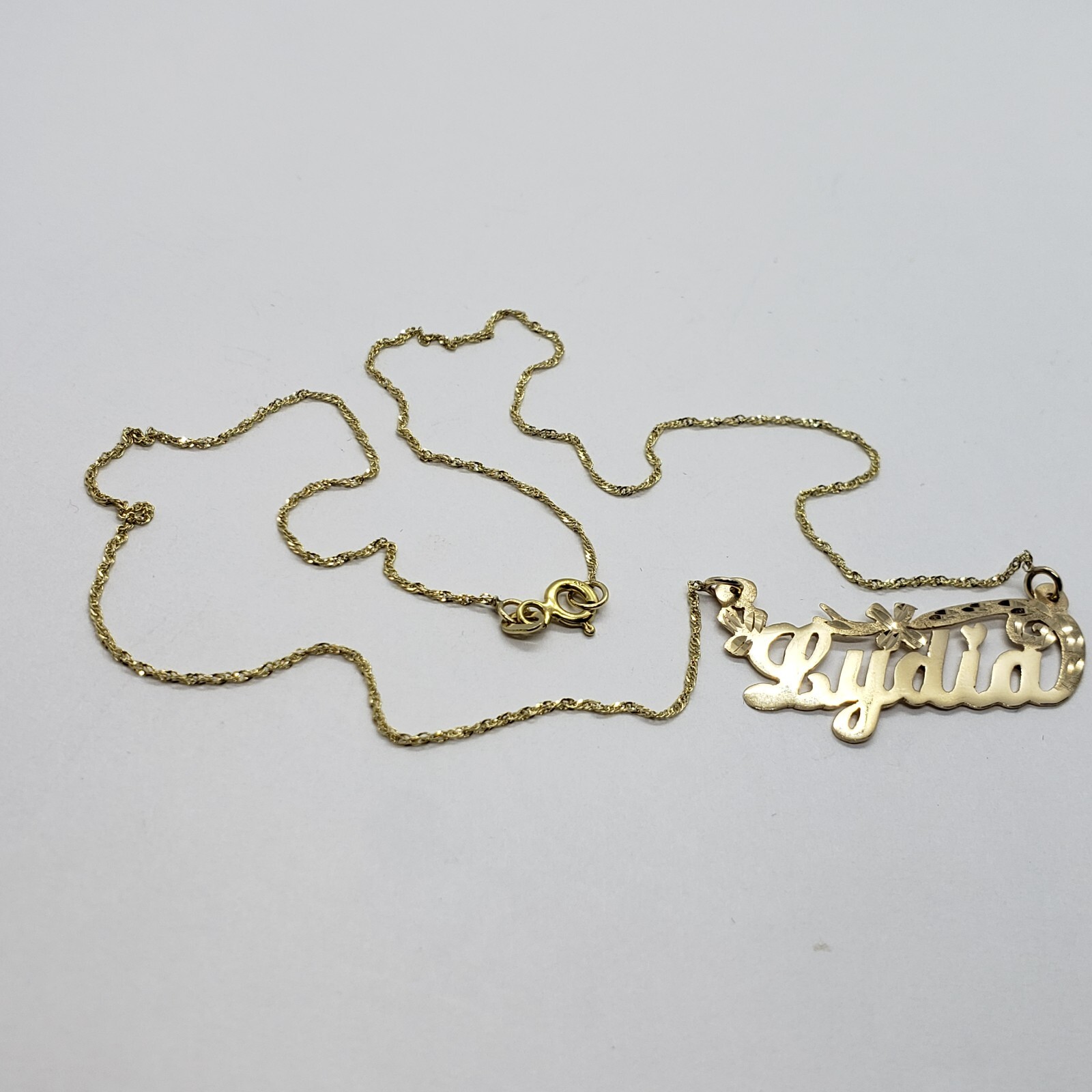 10K Yellow Gold Personalized Handmade Name Pendant with/out Singapore Chain
