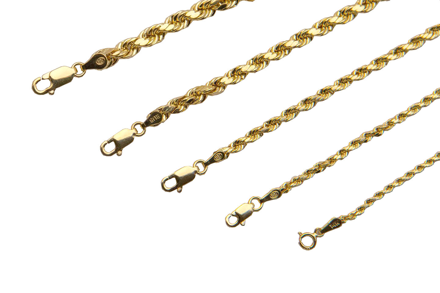 Brand New 14k Yellow Gold Rope Chain 2mm-10mm D/cut Twist Link Necklace Hollow