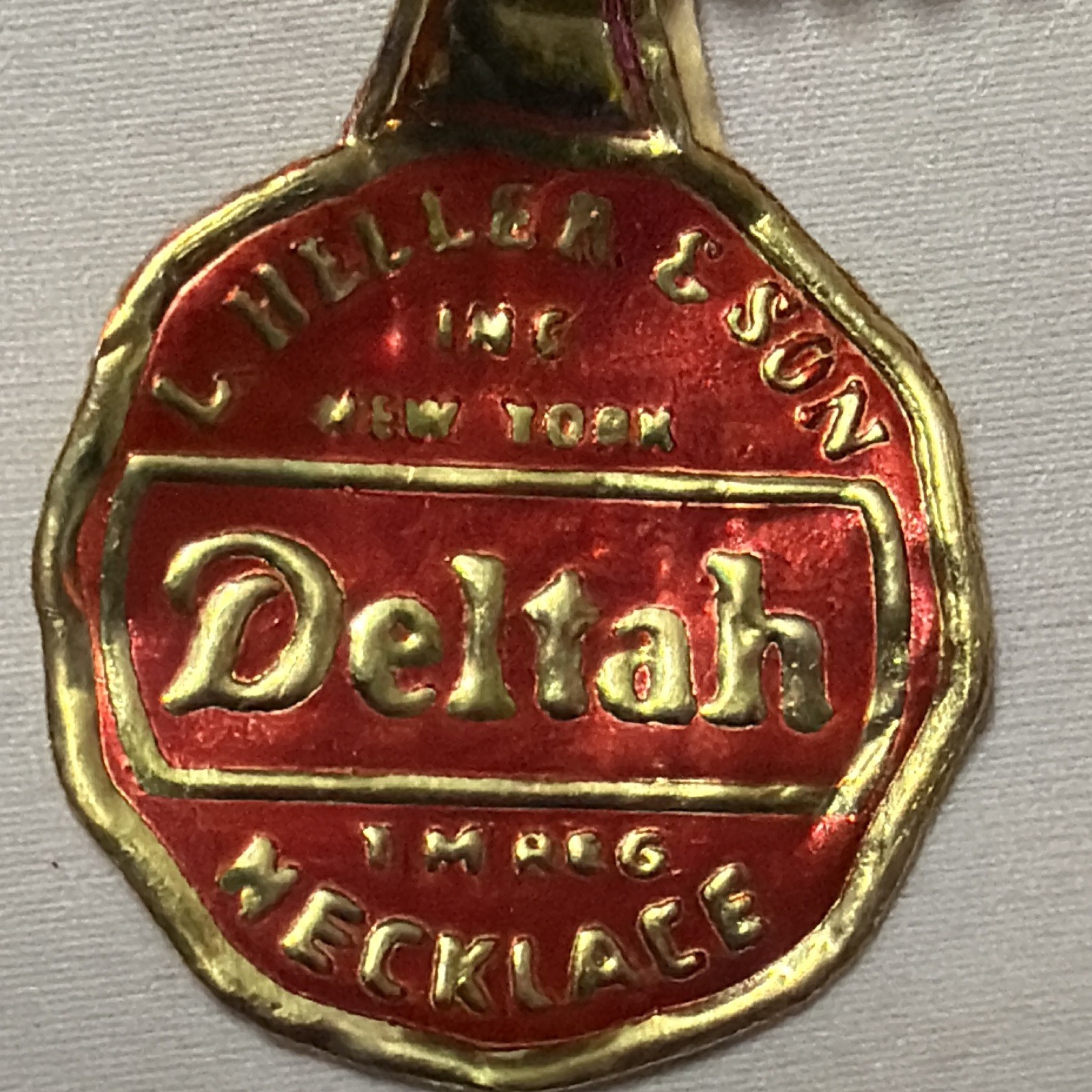 Vintage Deltah Simulated Pearl Necklace Sterling Rhinestone Clasp Original Tag