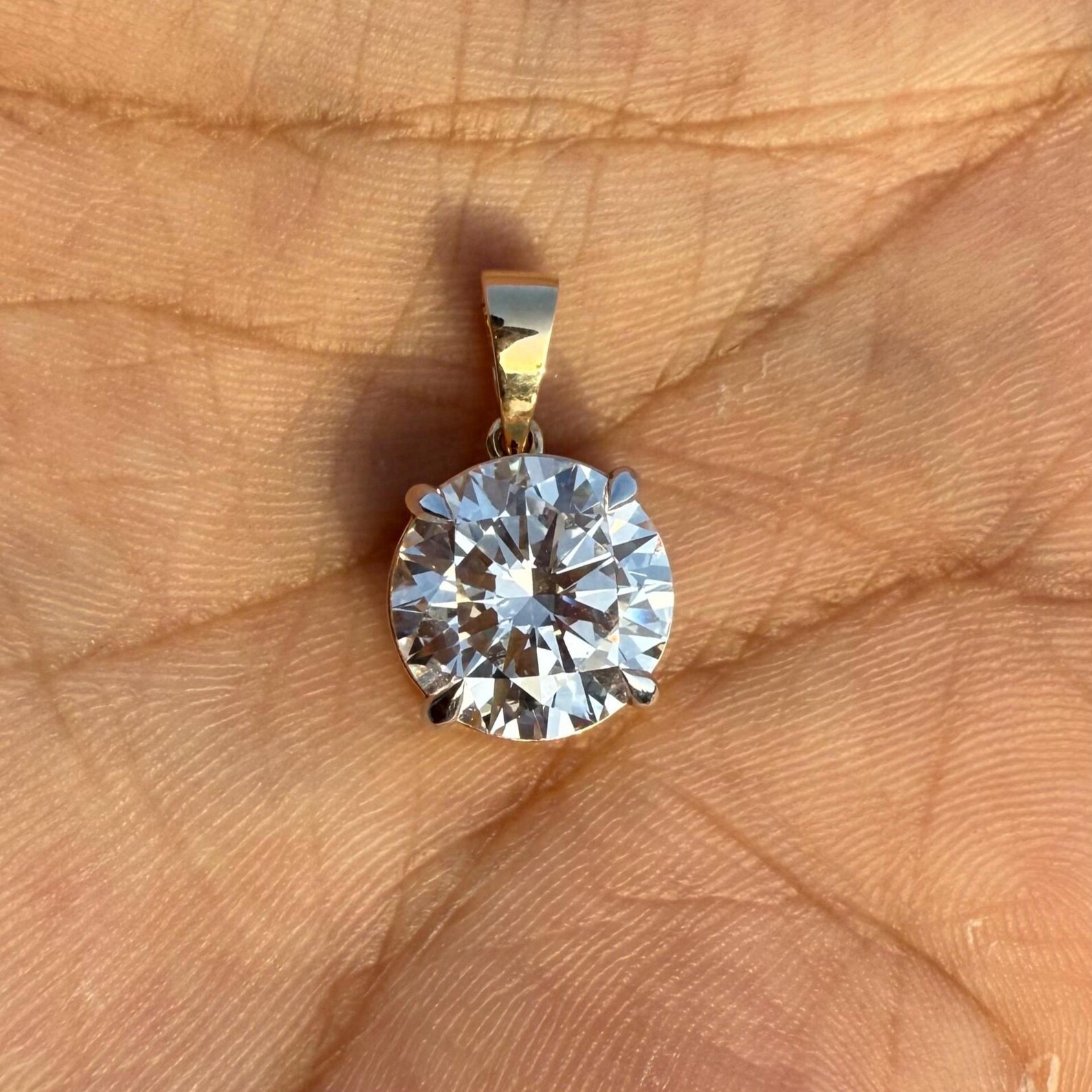 IGI Round-Cut 5.00Ct EF/VS1 Lab Grown Diamond Necklace& Pendant 14k Yellow Gold