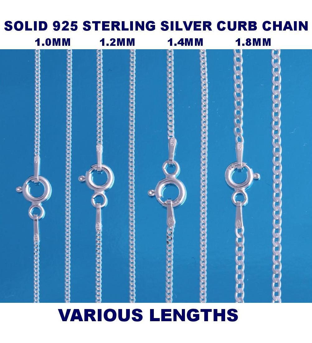 925 STERLING SILVER CURB CHAIN NECKLACE VARIOUS LENGTHS GENUINE NEW