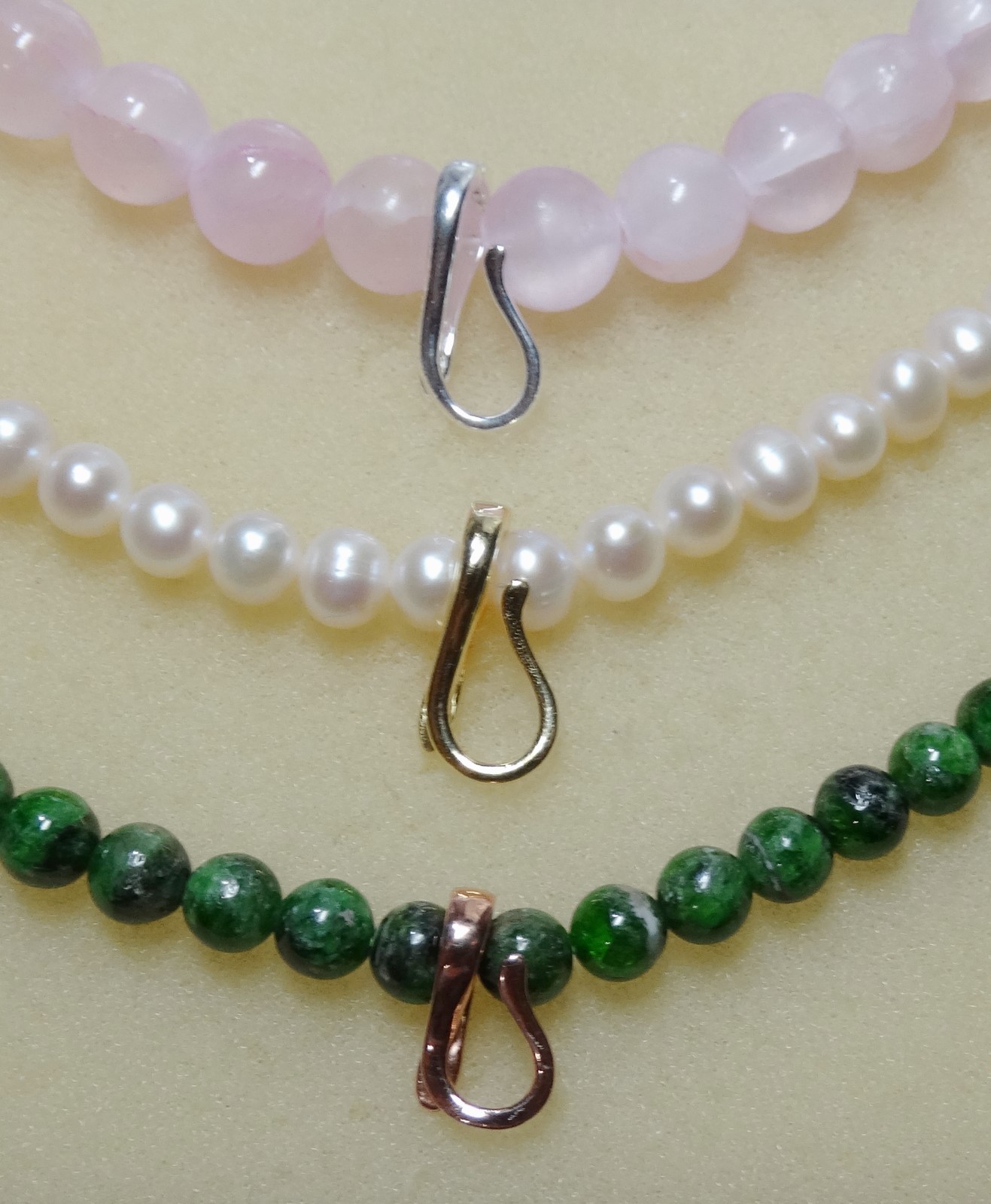 8x15mm INTERCHANGEABLE Pendant Hanger SLIDE Pearl Enhancer SILVER, ROSE or YG