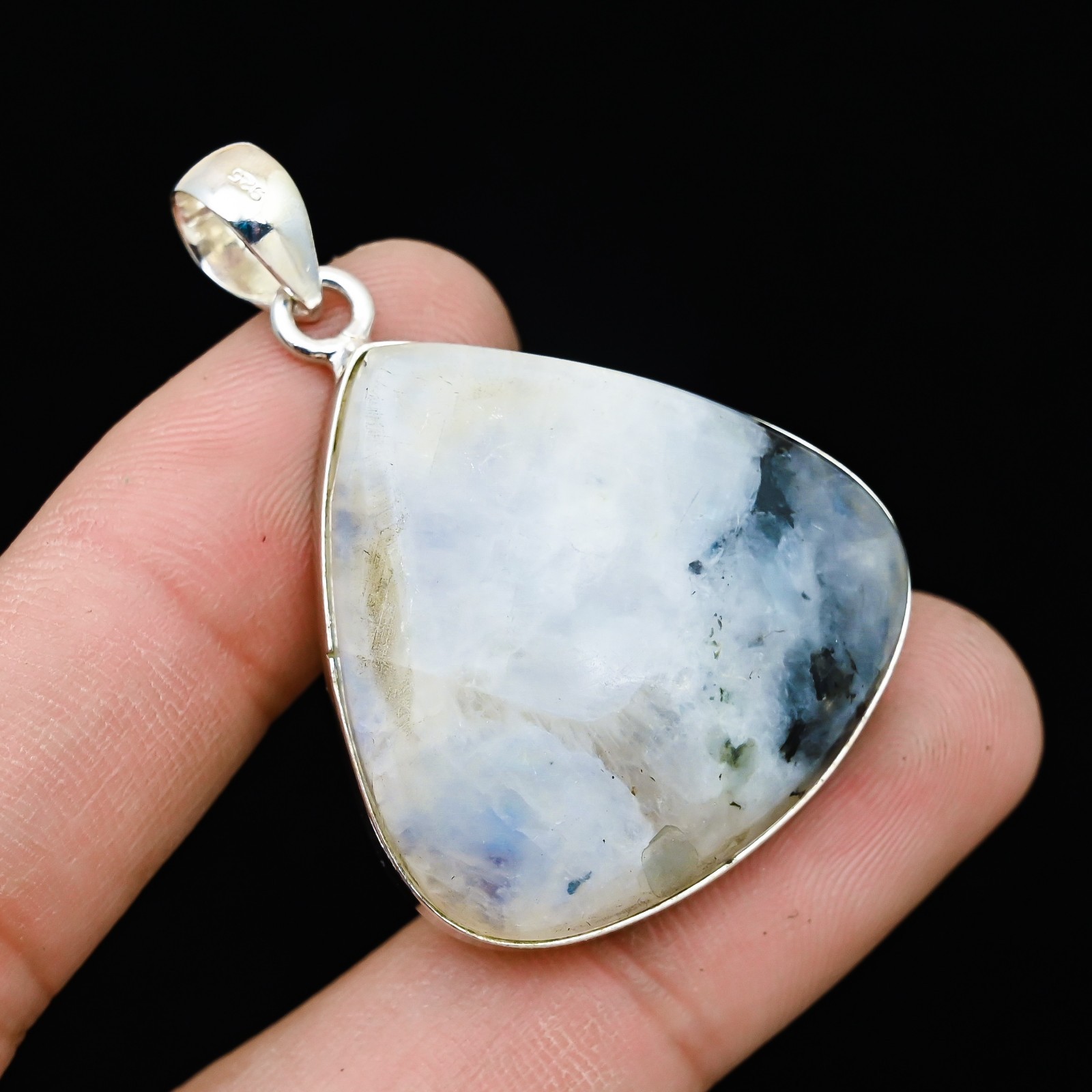 Rainbow Moonstone Gemstone 925 Sterling Silver Handmade Pendant Jewelry Gift For