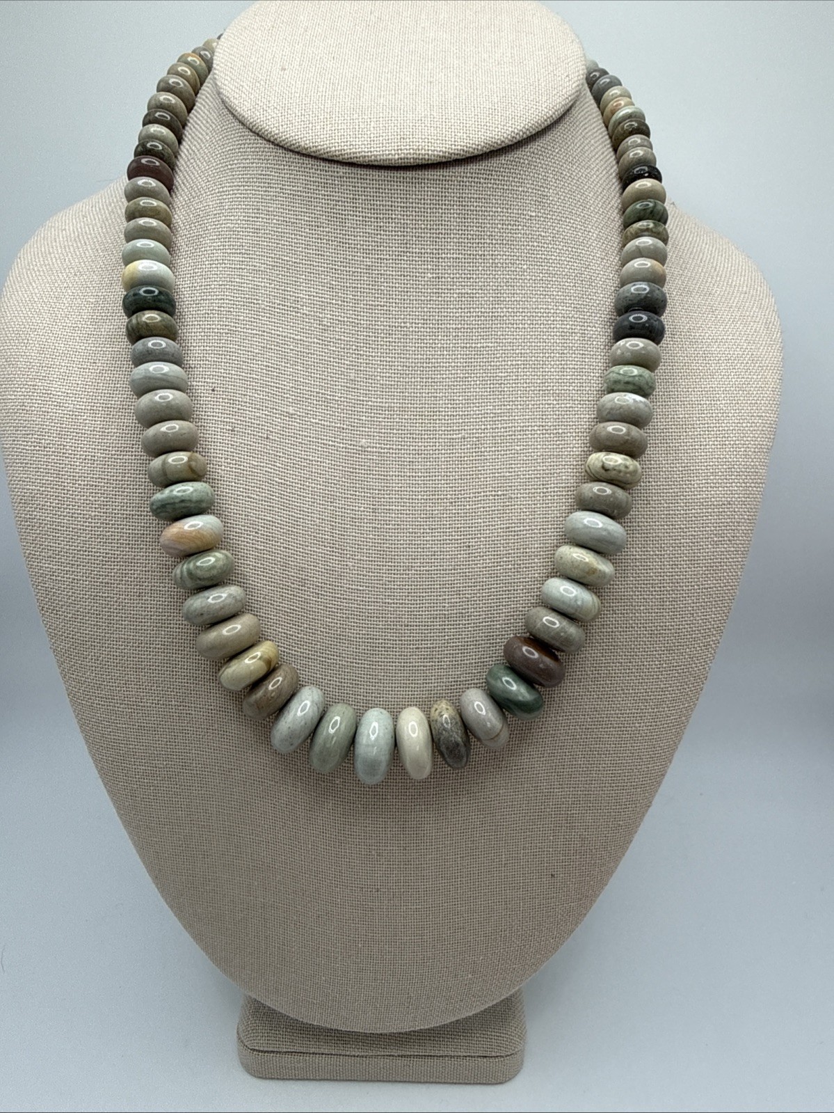 Jay King DTR Sterling Silver Leaf Jasper Graduated Bead Necklace 18-21” 8-16mm