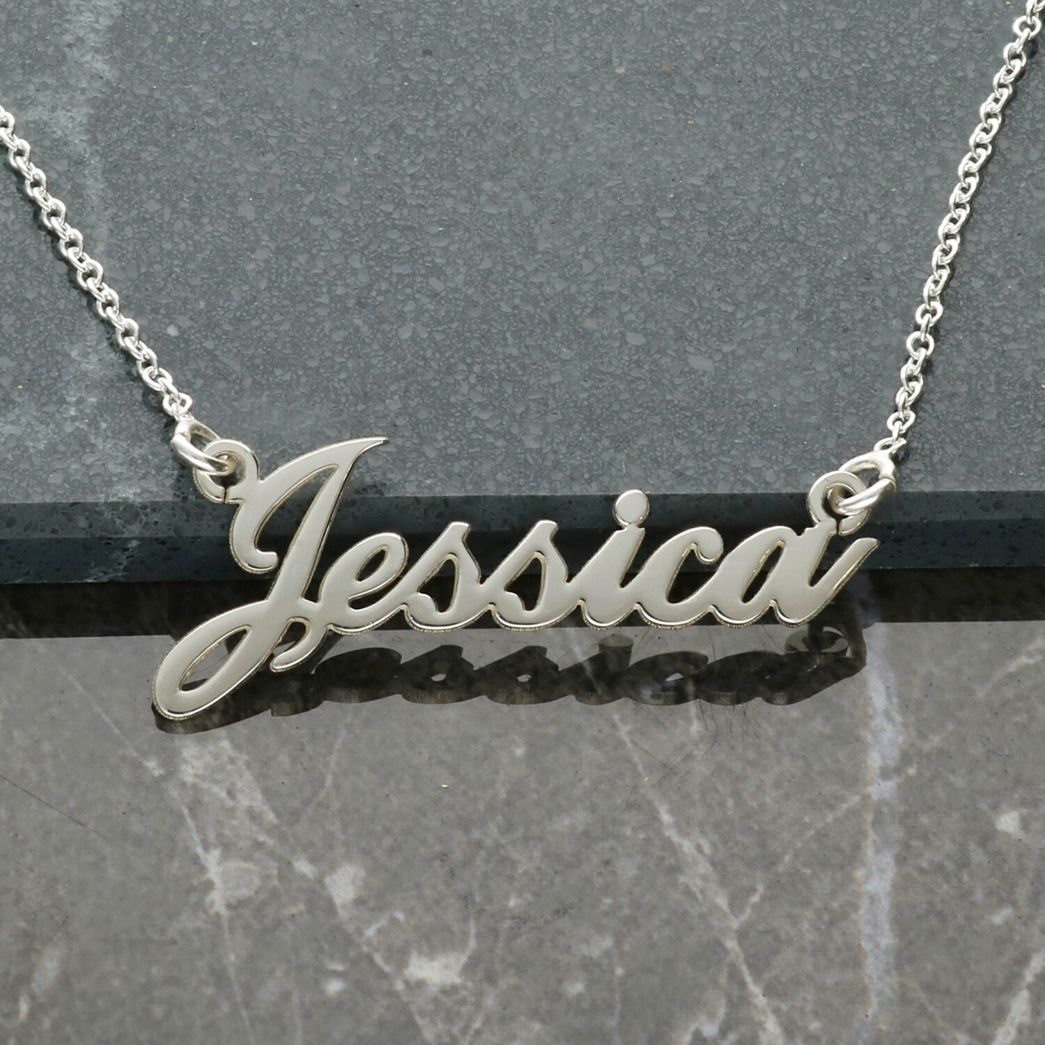 925 Sterling Silver Personalised Any Name Plate Drop Pendant Necklace with Chain