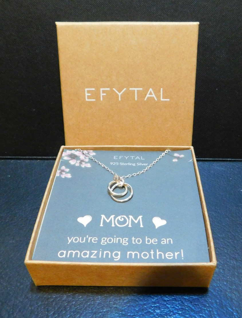 Efytal 17″ 925 Sterling Silver “MOM” Necklace in Original Box