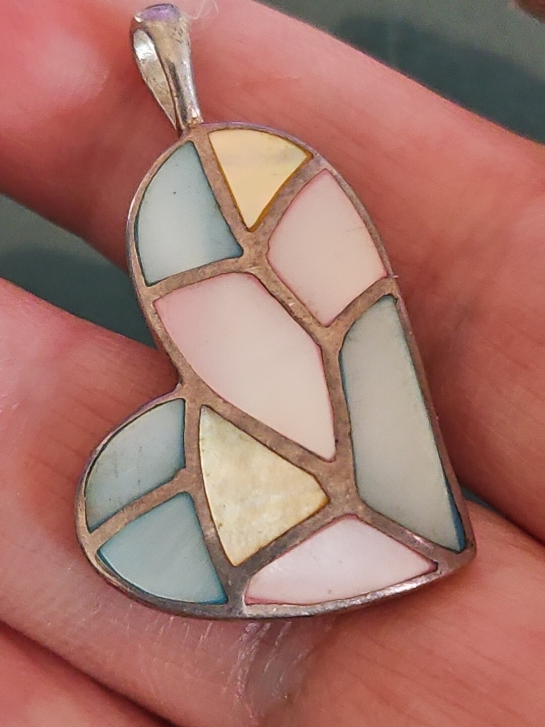 Designer Sterling Silver 925 PENDANT PINK, Blue, Gold MOP 1.6″ NWOT
