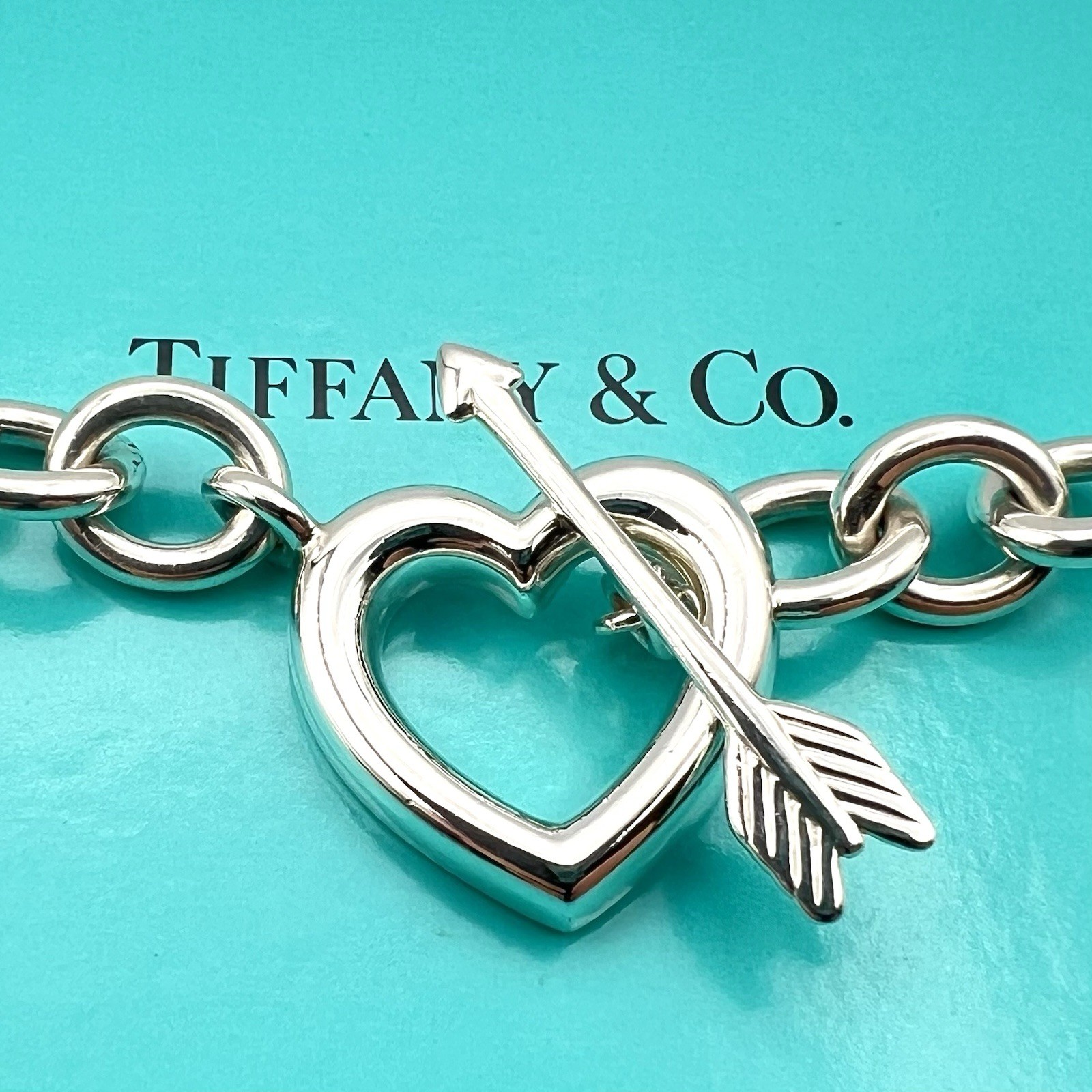Tiffany & Co. Rare Heart Arrow Toggle Chain Necklace Silver 925 Italy 72.7g