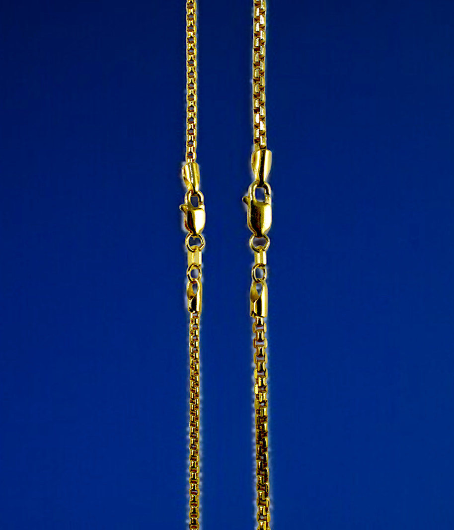 10K Yellow Gold Venetian Round Box Necklace Bracelet Chain Real 1mm-3mm 7″-30″
