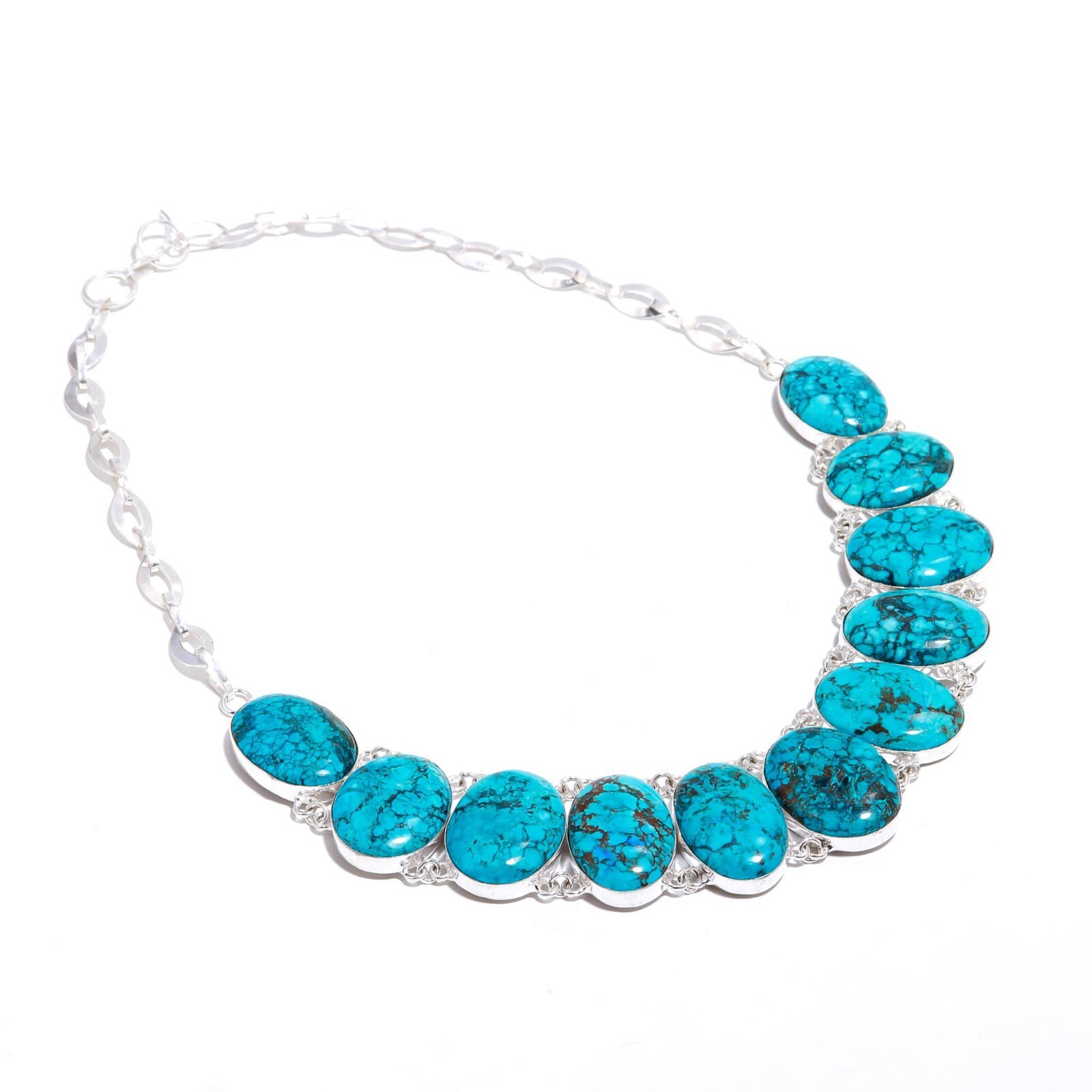 Tibetan Turquoise Gemstones 925 Sterling Silver Jewelry Handmade Necklace