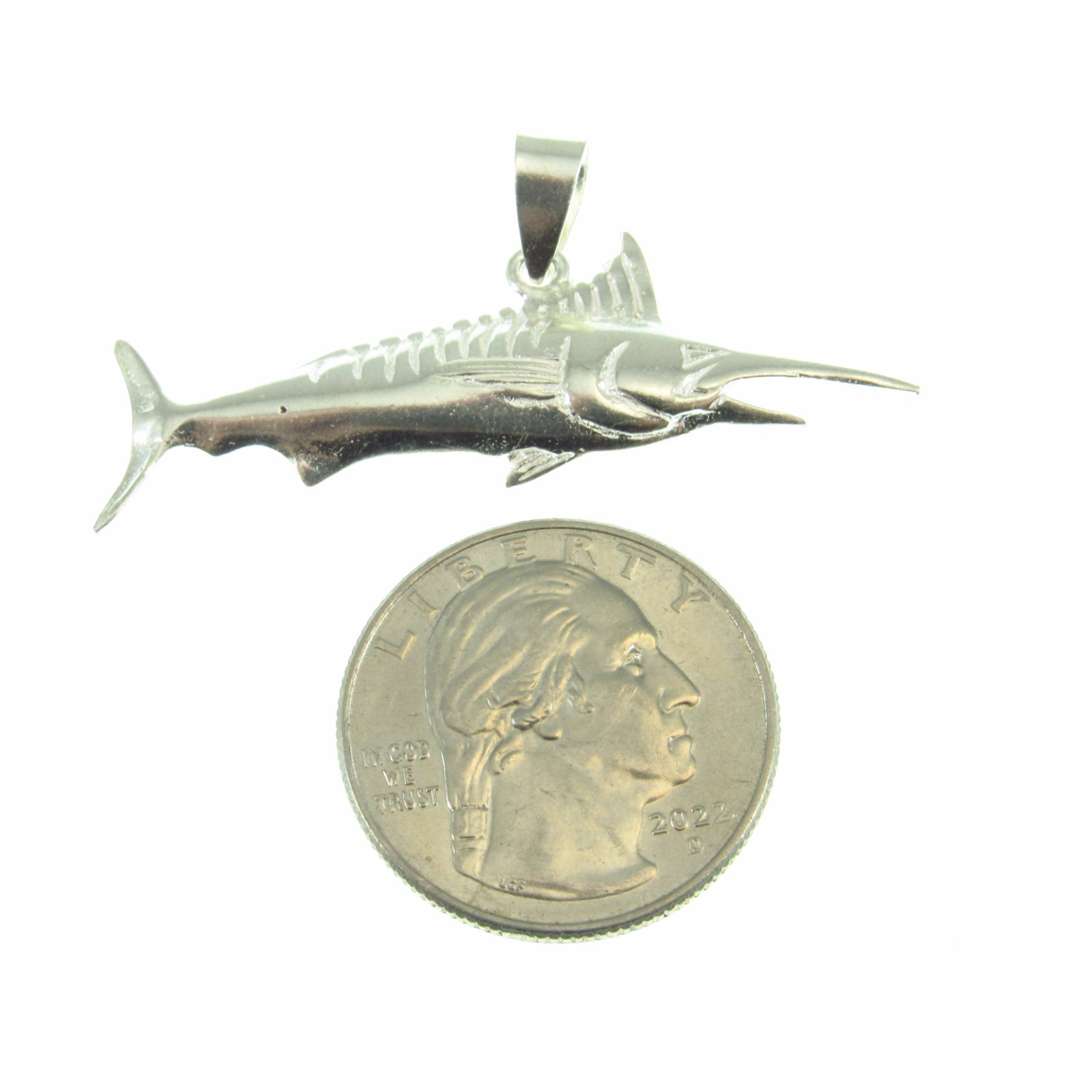 Solid 925 Sterling Silver Swordfish Marlin Pendant Men’s Nautical Jewelry Gift