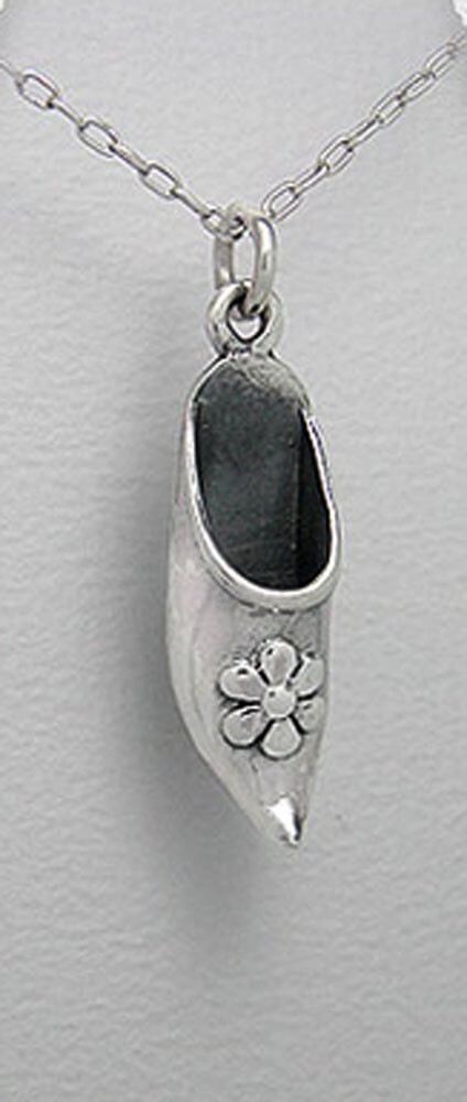 Solid Sterling Silver Dutch Holland Clog Charm Shoe Pendant 1.22″ Long 2.82g