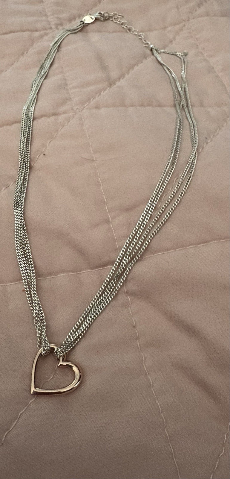 Heart necklace Sterling Silver Multi-chain W/ Rose gold 18”- Valentines gift