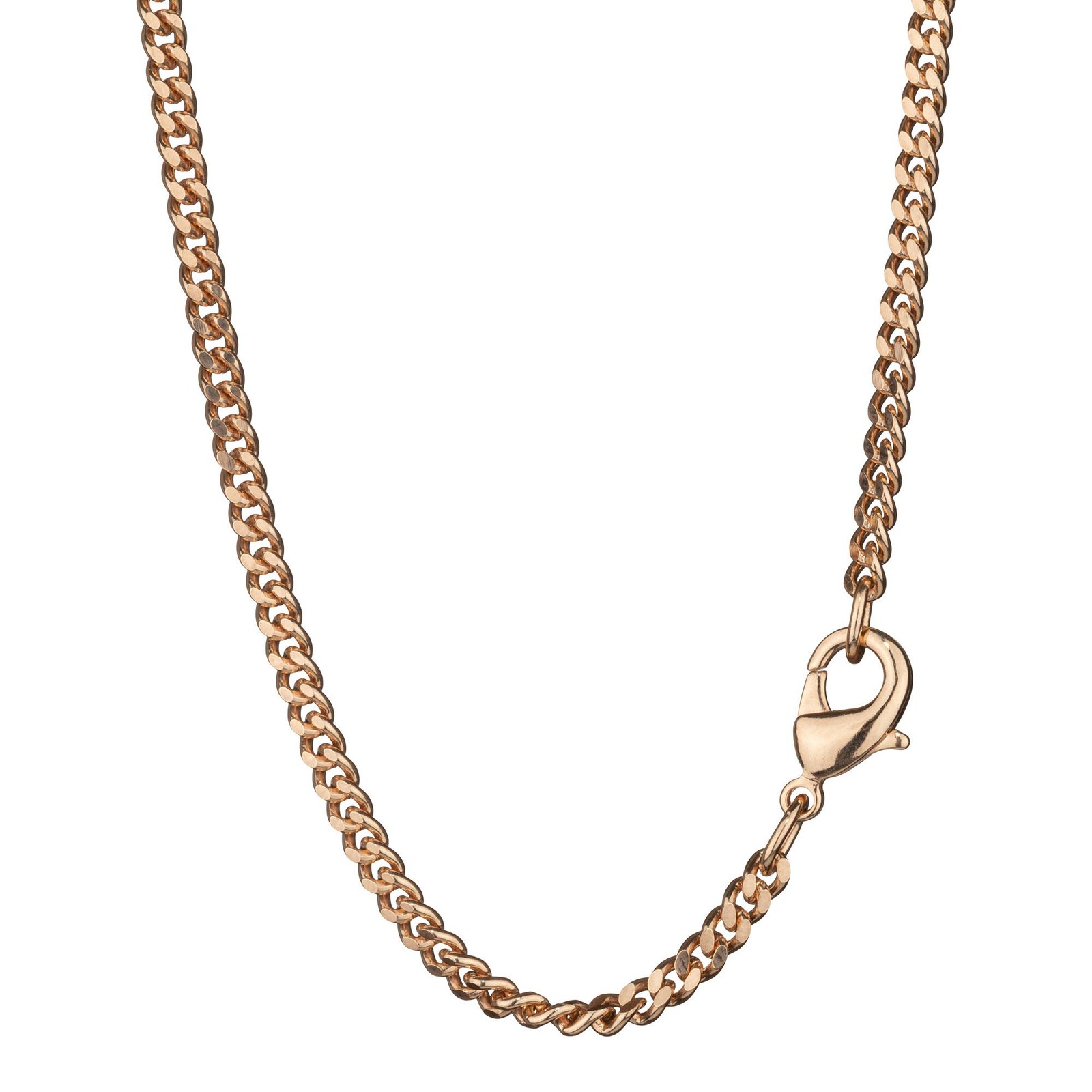 70cm Curb Chain Double Diamond Plated Brass Gold Plated 2.7mm Wide Ladies Necklace