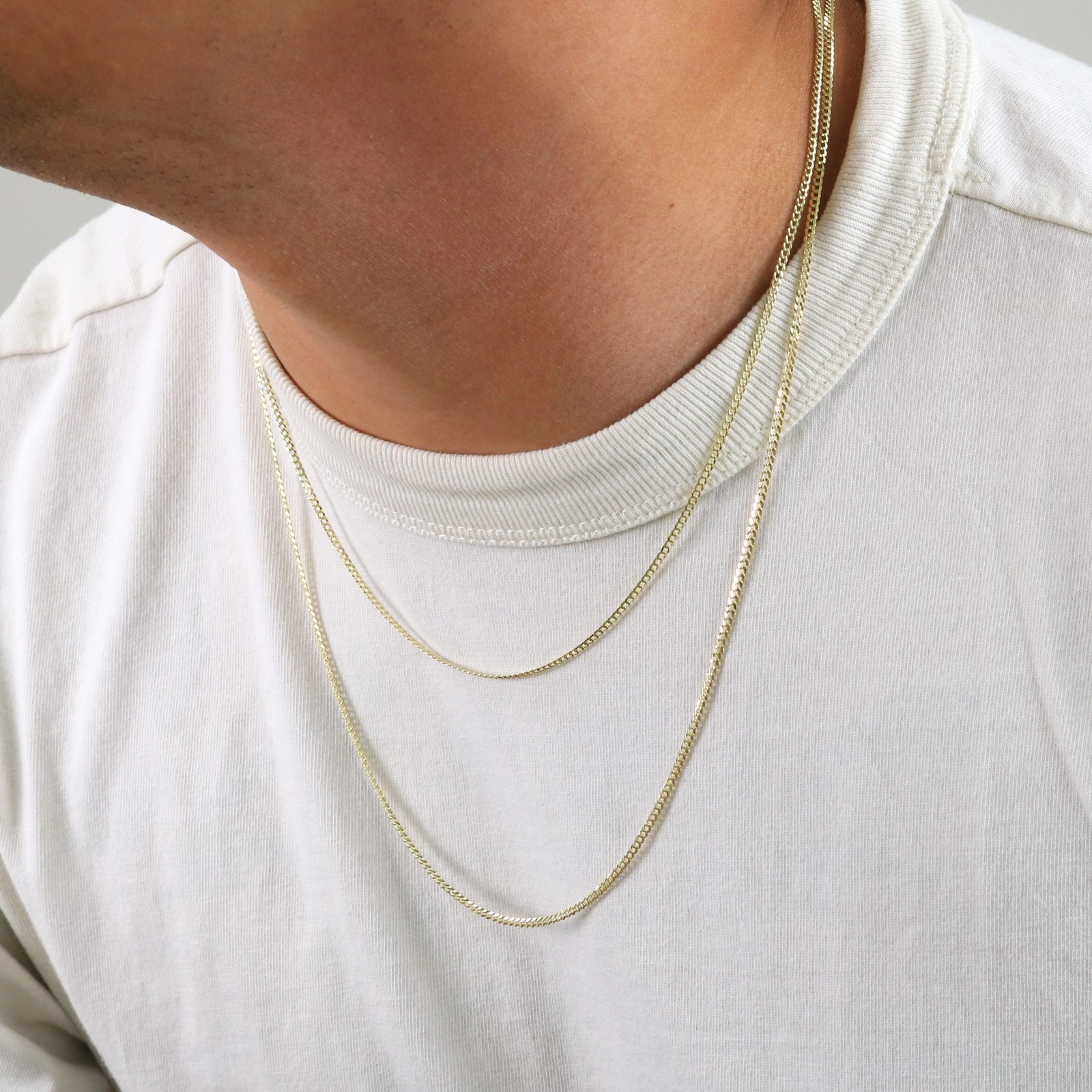 14K Yellow Gold 2mm Women Solid Curb Cuban Chain Link Italian Necklace 18″