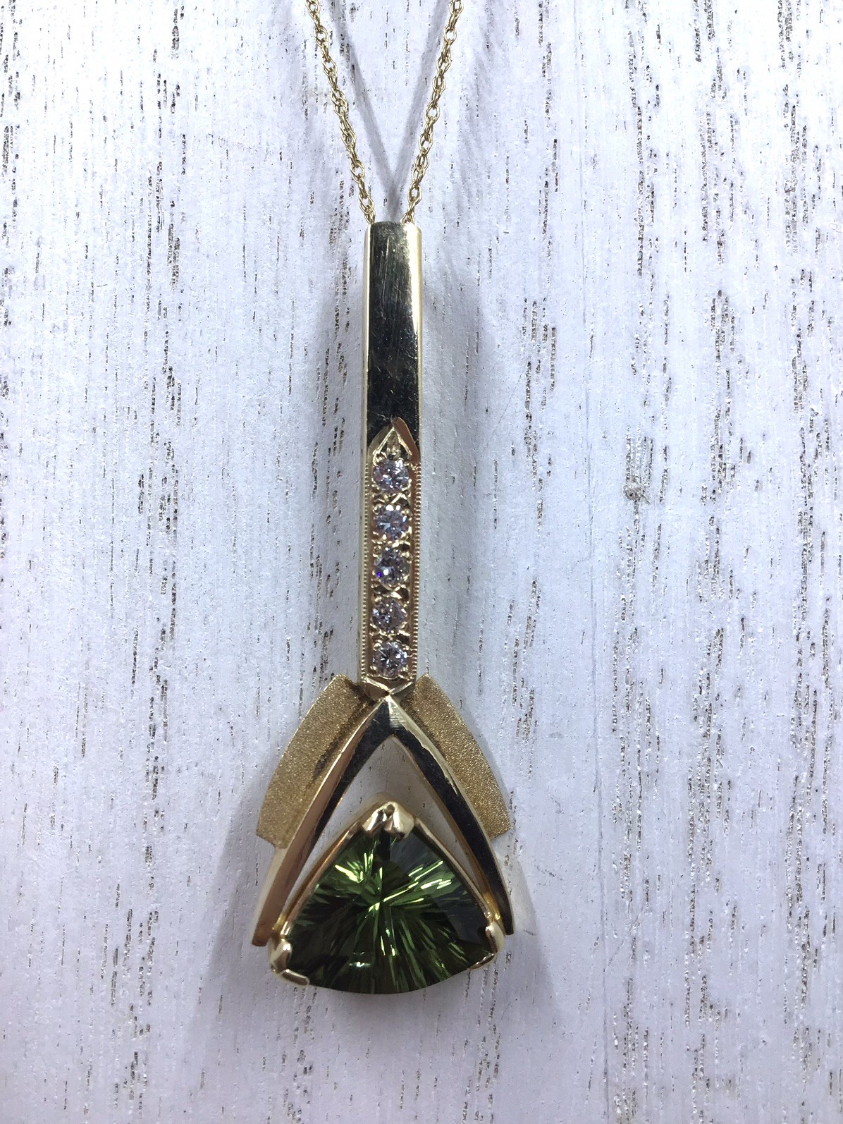 14K YG Tashmarine & Diamond Pendant