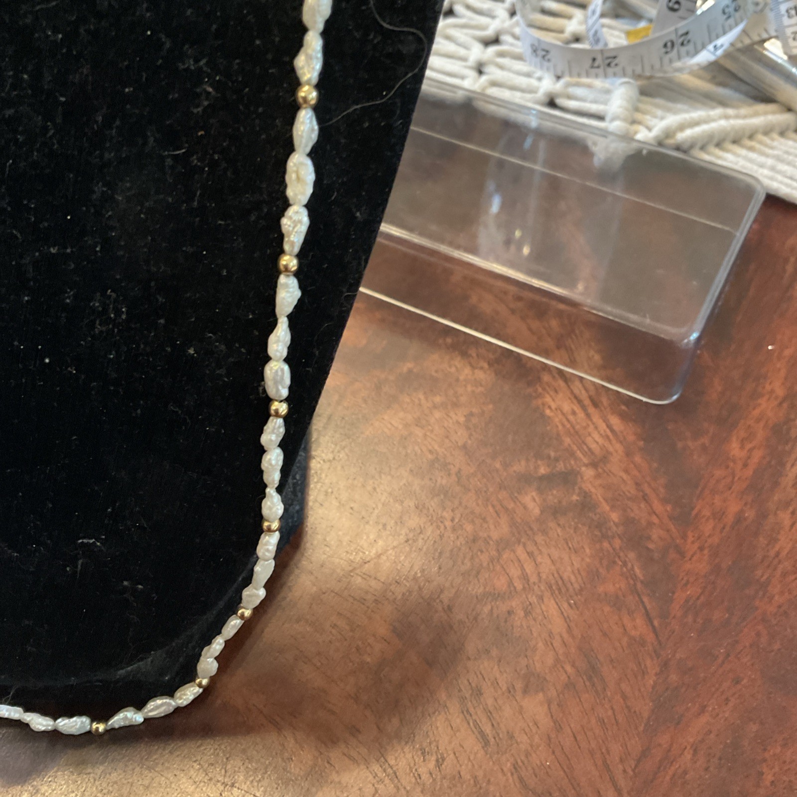 14K Gold & Small Rice Pearl Necklace –Convertible Single or Layered Strand,7.62g