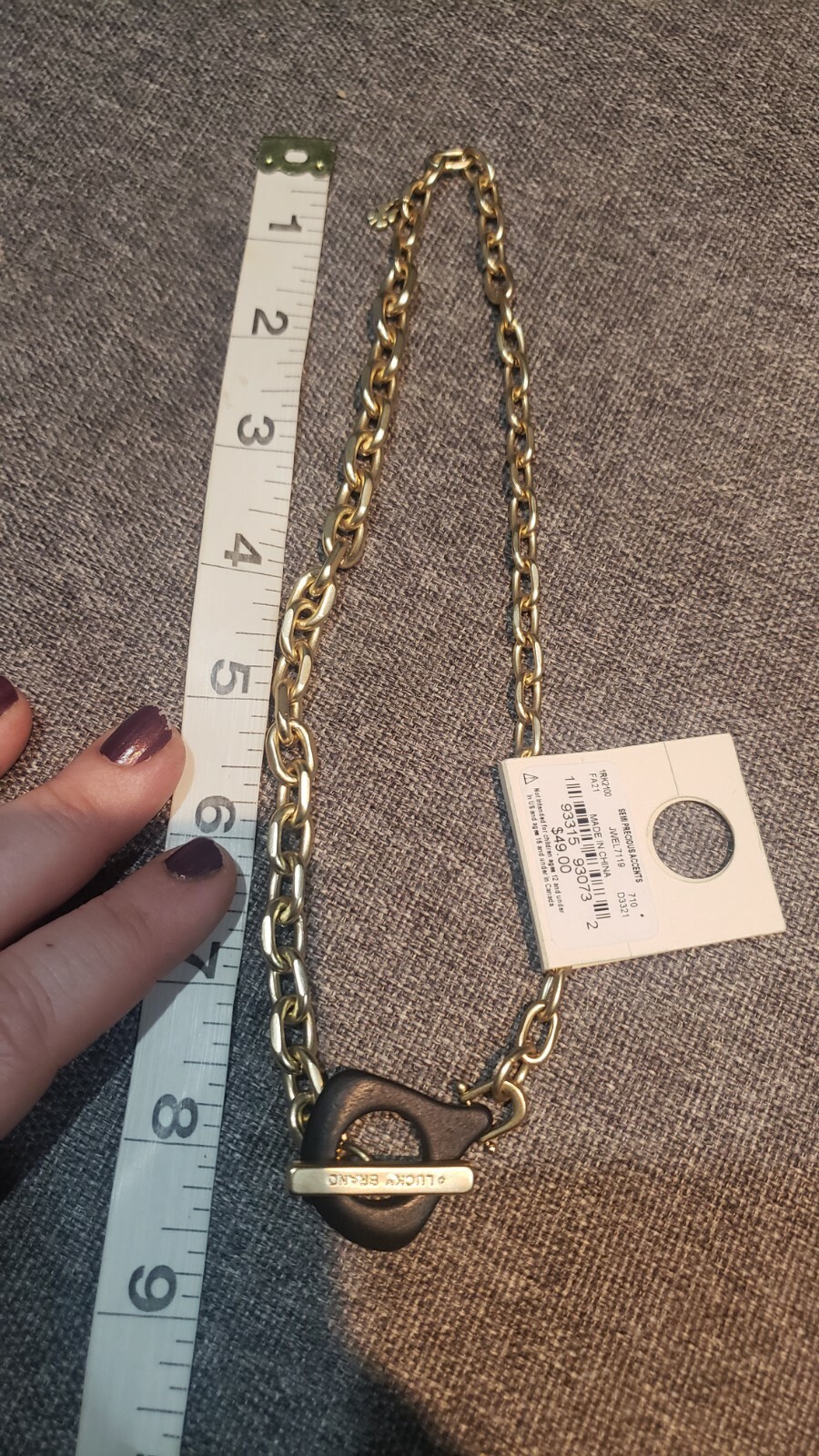 RARE Lucky Brand paper clip Necklace with black clasp