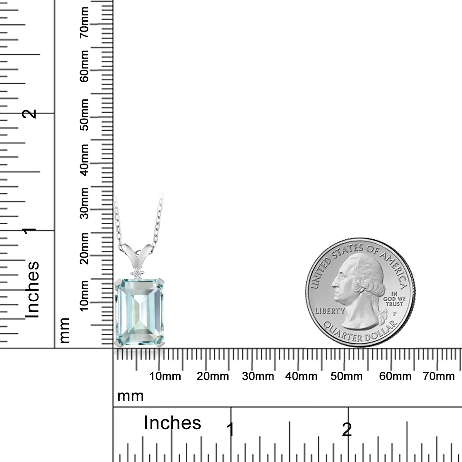 6.66 Ct Sky Blue Simulated Aquamarine White Diamond 925 Sterling Silver Pendant