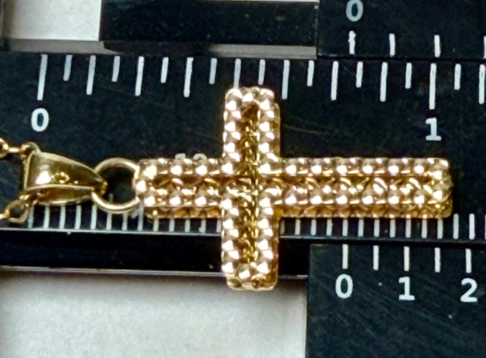 Beautiful 10k Solid Gold Cross Pendant 18” GF Chain